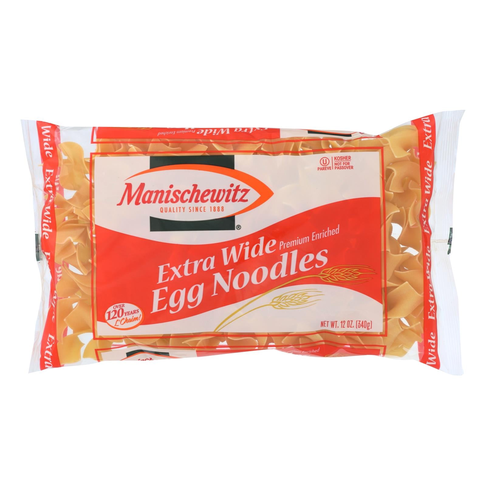 Manischewitz, Manischewitz - Nouilles aux œufs extra-larges - caisse de 12 - 12 oz (paquet de 12)