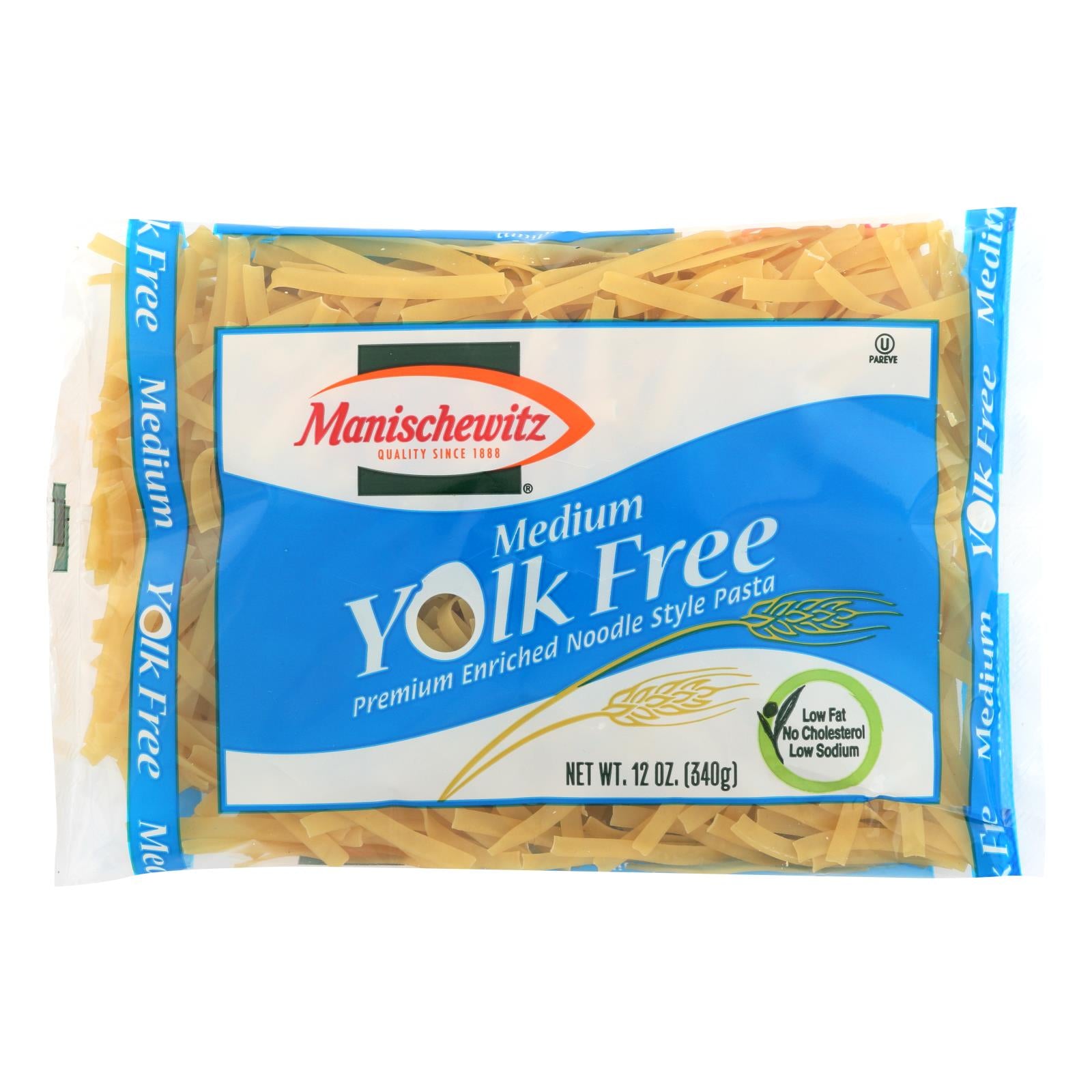 Manischewitz, Manischewitz - Nouilles moyennes sans jaune d'œuf - Caisse de 12 - 12 oz (paquet de 12)