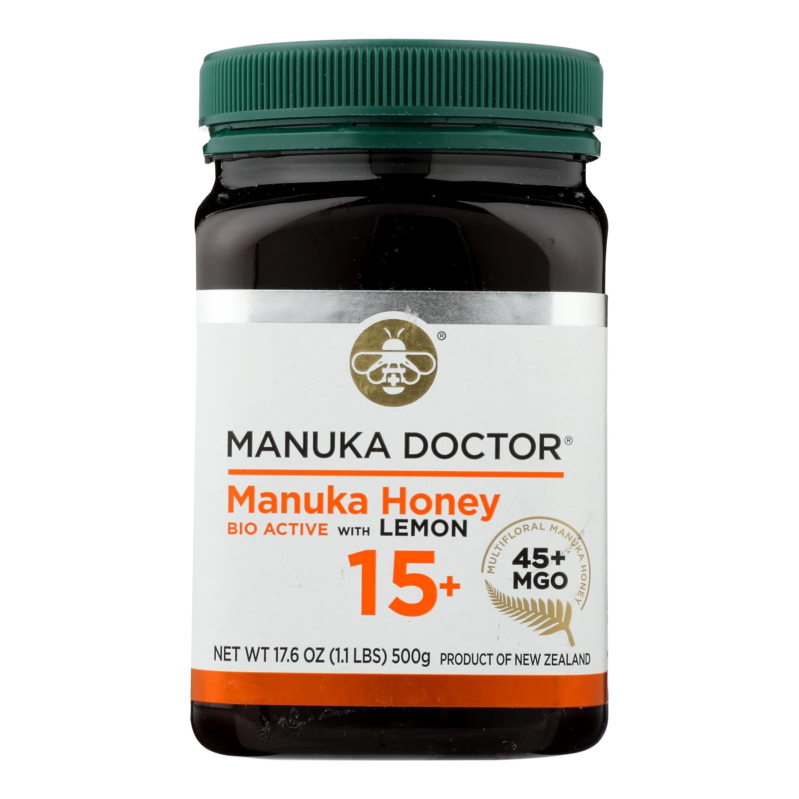 Manuka Doctor, Manuka Doctor 15+Bio Active Manuka Honey With Lemon - Case of 6 - 1.1 LB (Pack of 6)