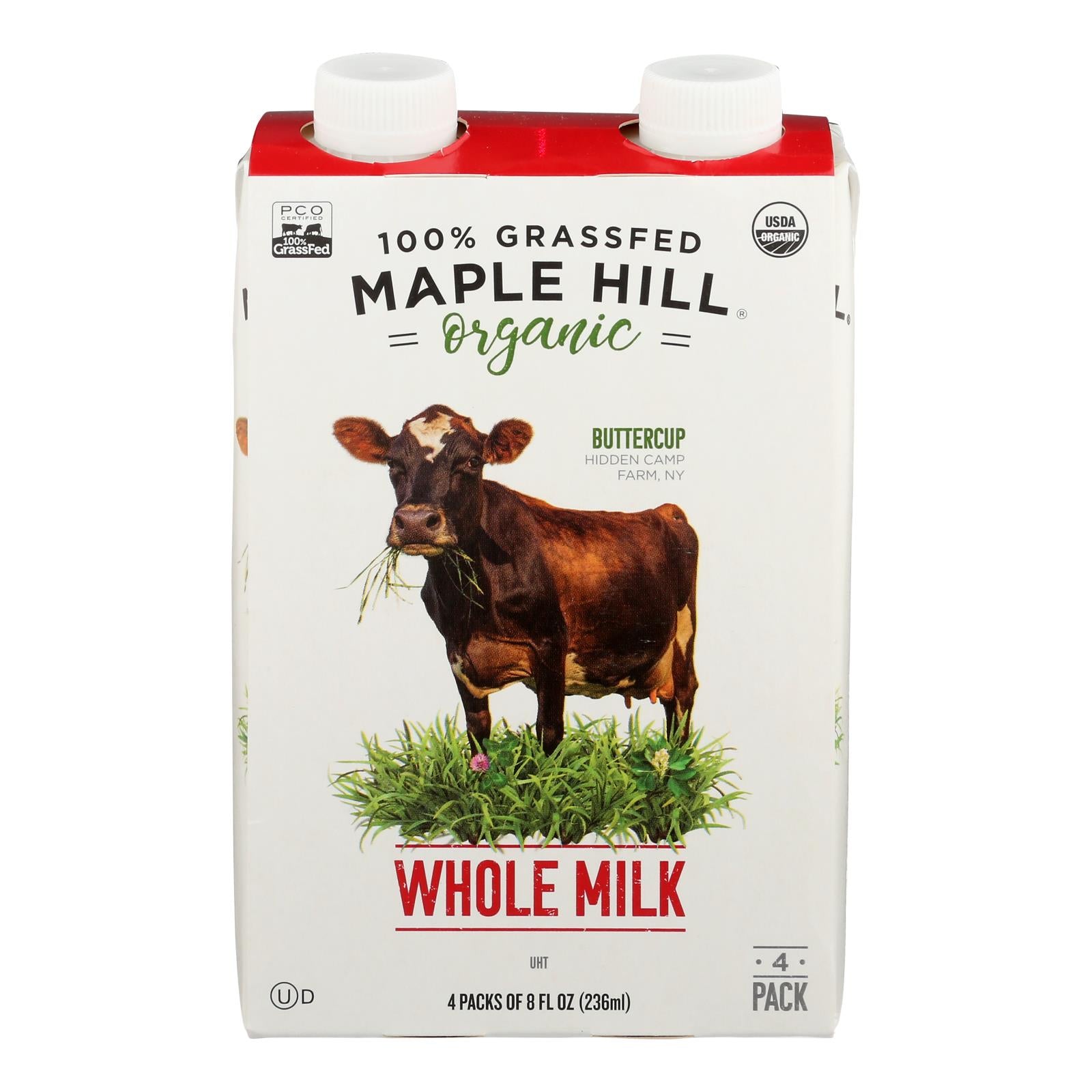 Crèmerie Maple Hill, Maple Hill Creamery - Milk Shlf Stbl Whole Wht - Caisse de 4-4/8 FZ (paquet de 4)
