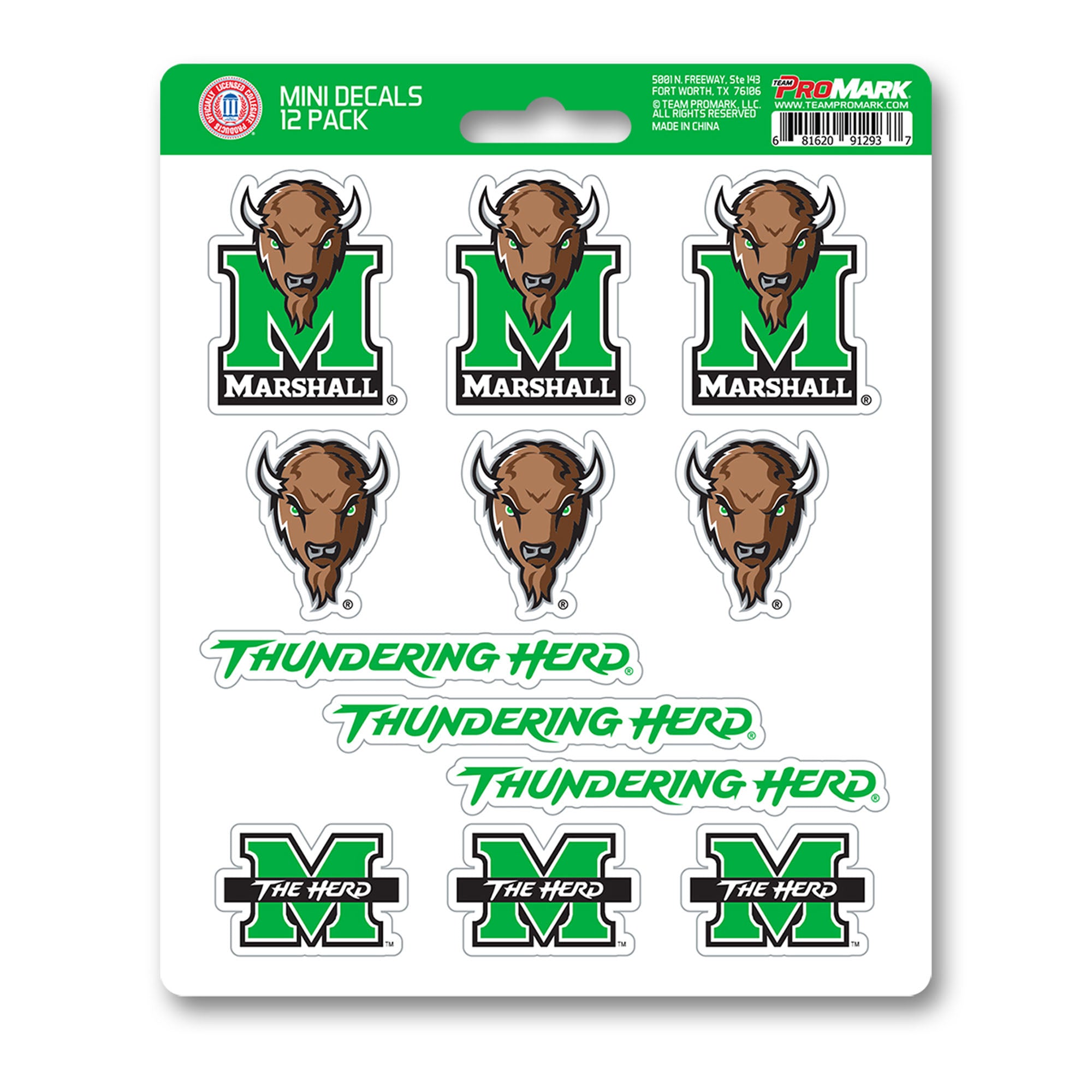 FANMATS, Marshall University 12 Count Mini Decal Sticker Pack