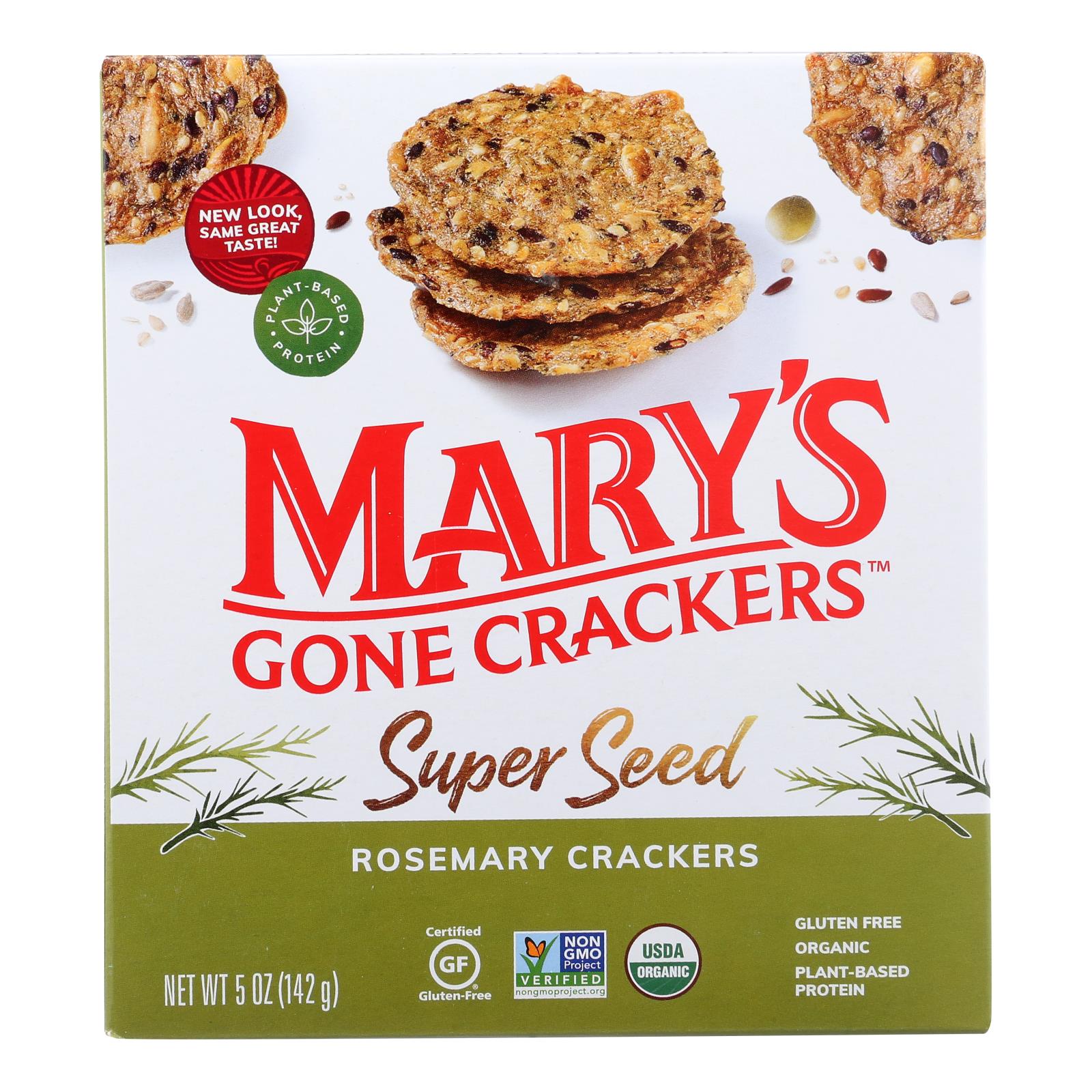 Craquelins de Mary's Gone, Mary's Gone Crackers - Cracker au romarin - Caisse de 6 - 5.00 OZ (paquet de 6)