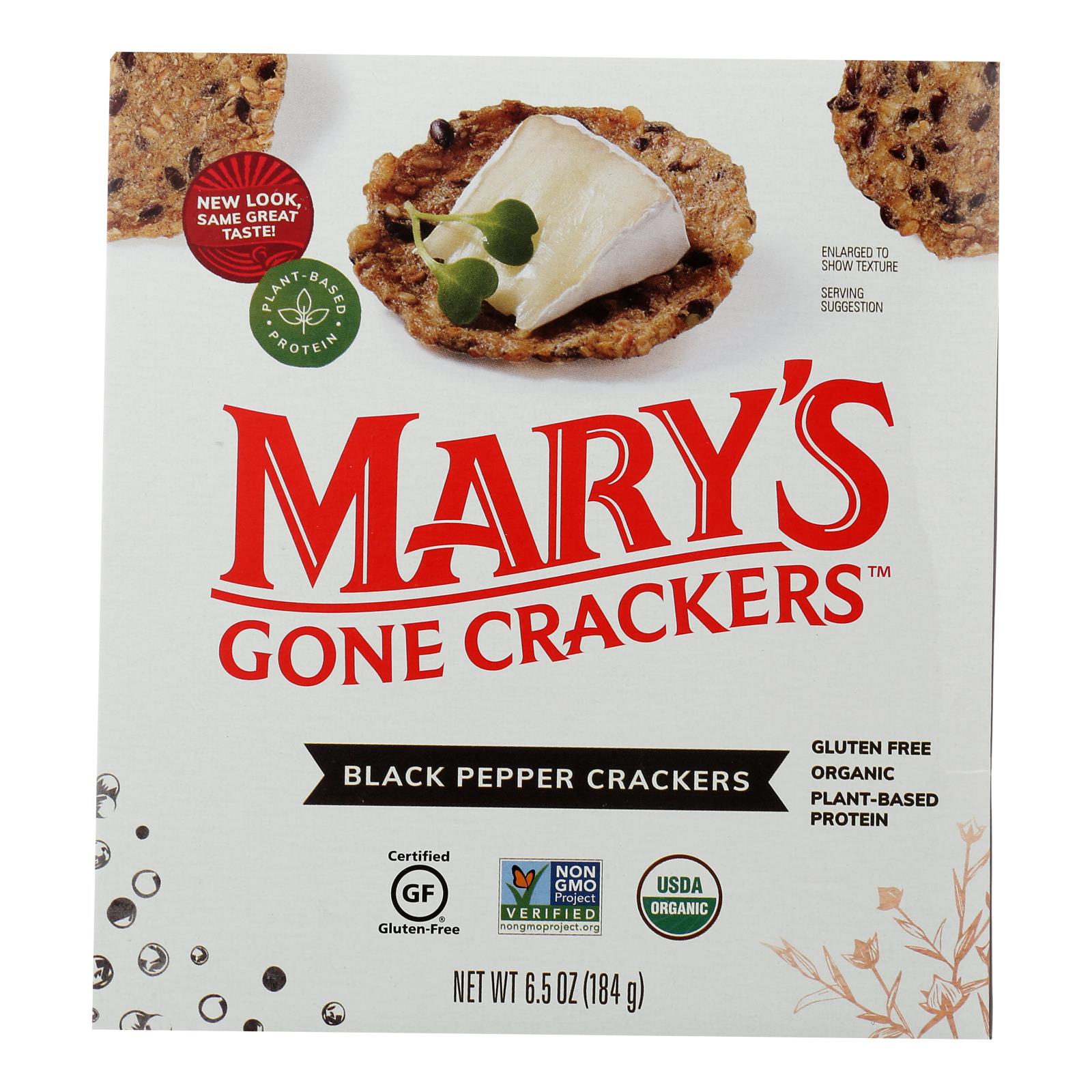 Mary's Gone Crackers, Mary's Gone Crackers Crackers au poivre noir - Caisse de 6 - 6.5 OZ (Pack de 6)