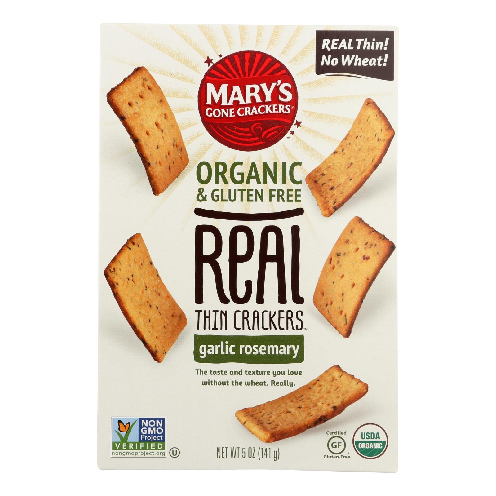 Craquelins de Mary's Gone, Mary's Gone Crackers Craquelins minces biologiques et sans gluten - Caisse de 6 - 5 OZ (paquet de 6)