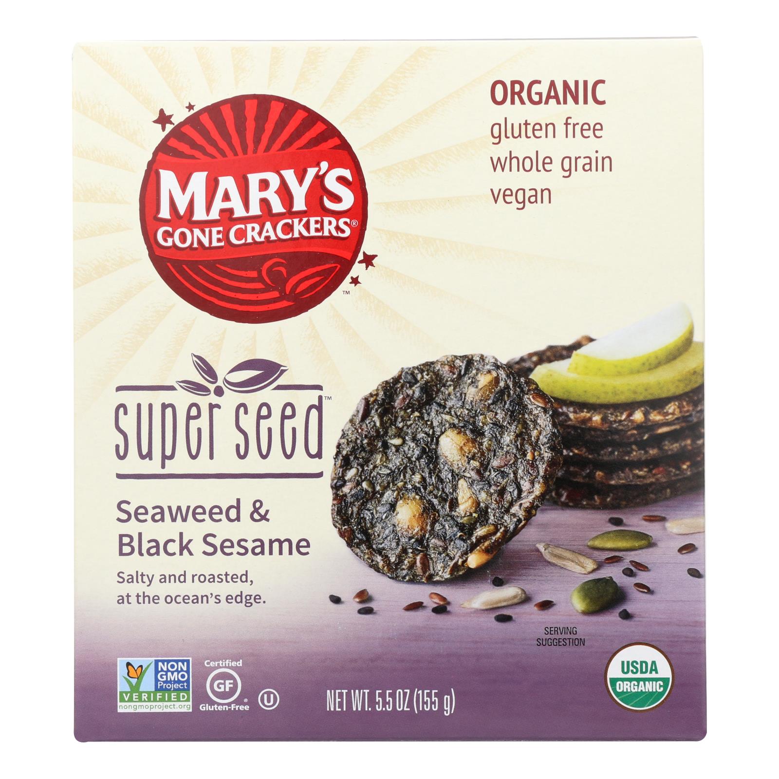 Craquelins de Mary's Gone, Mary's Gone Crackers Super Seed - Algues et graine noire - Caisse de 6 - 5.5 oz (paquet de 6)