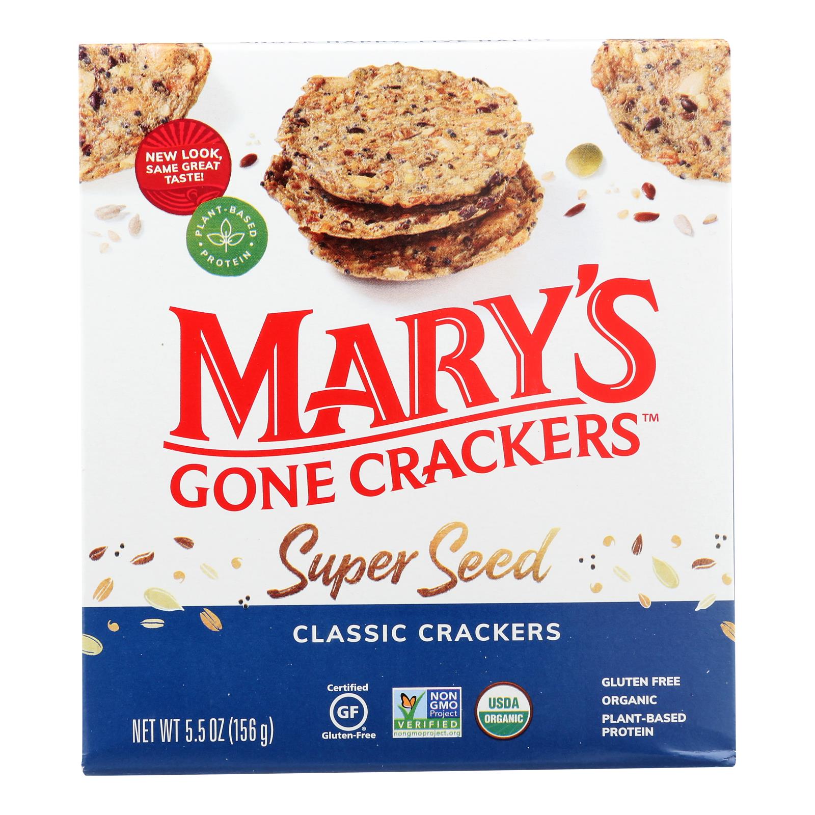 Craquelins de Mary's Gone, Mary's Gone Crackers Super Seed - Everything - Caisse de 6 - 5.5 oz (paquet de 6)