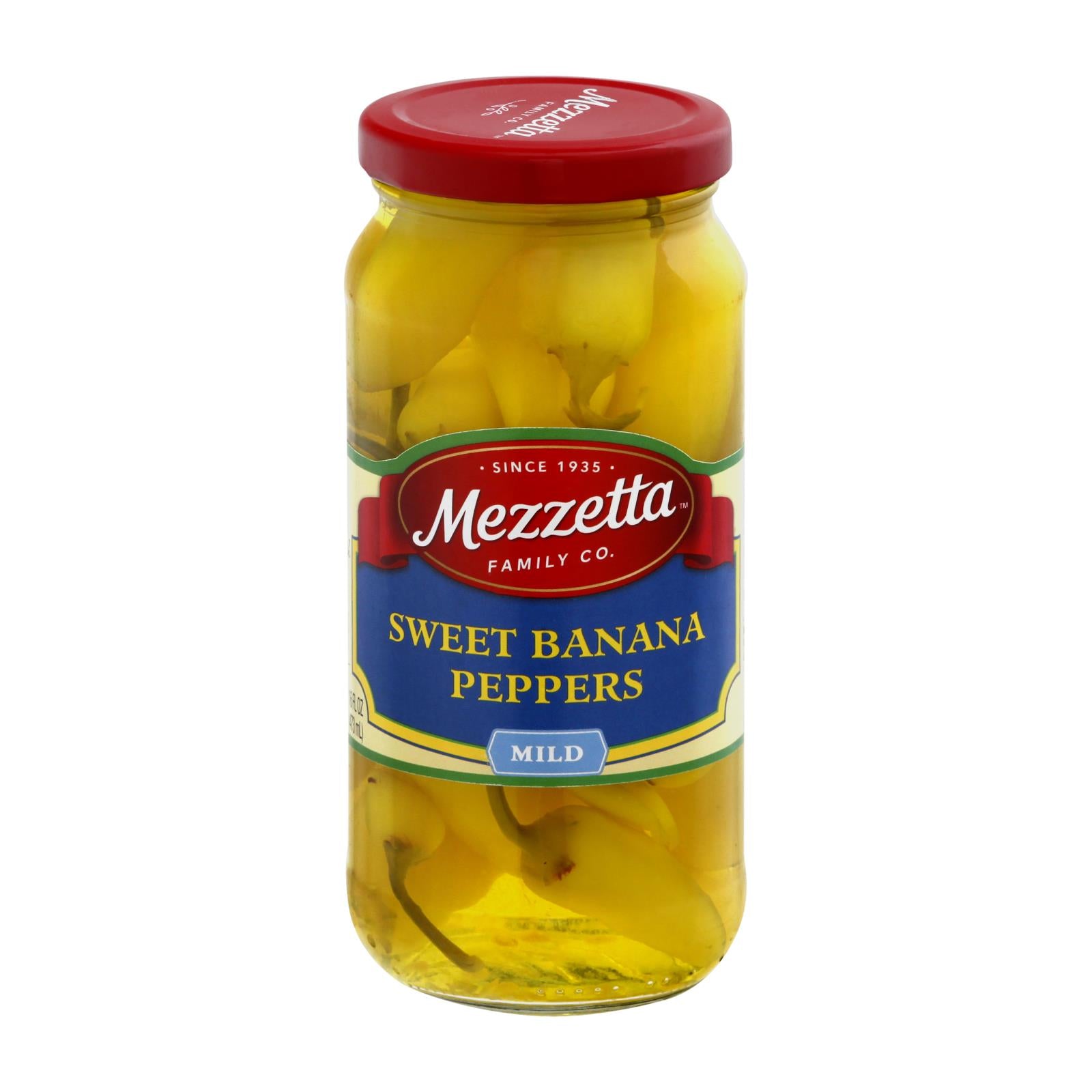 Mezzetta, Marzetta Sweet Banana Wax Peppers - Piments à la banane - Caisse de 6 - 16 oz (paquet de 6)