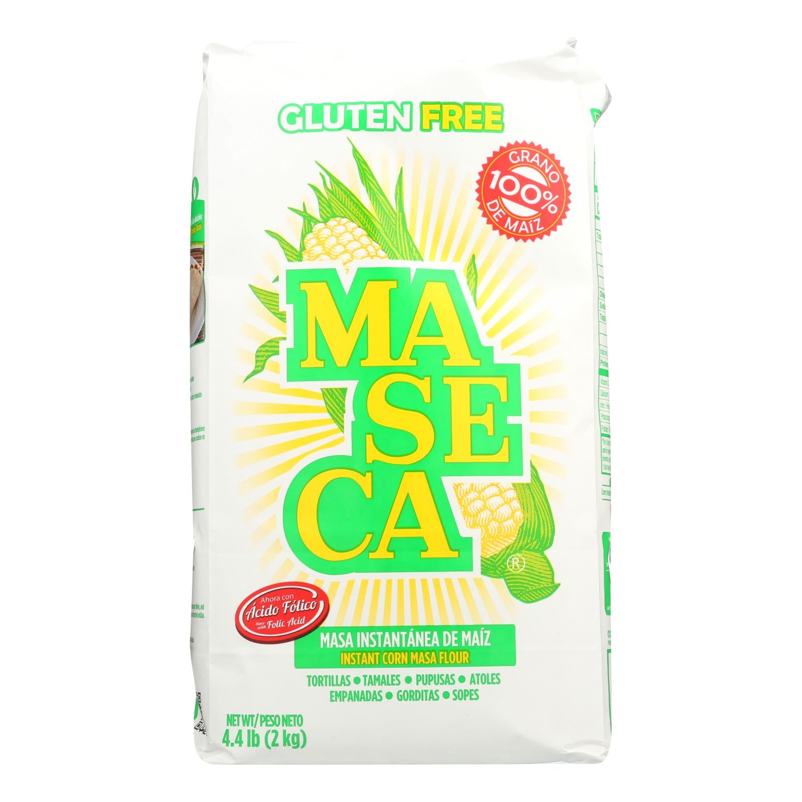 Maseca, Maseca Farine instantanée de maïs sans gluten - Caisse de 10 - 4.4 LB