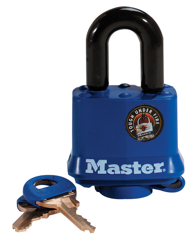 Master Lock Company Llc, Master Lock 1-11/16 in. H X 1 in. W X 1-9/16 in. L Cadenas à cylindre à 4 goupilles en acier recouvert de vinyle