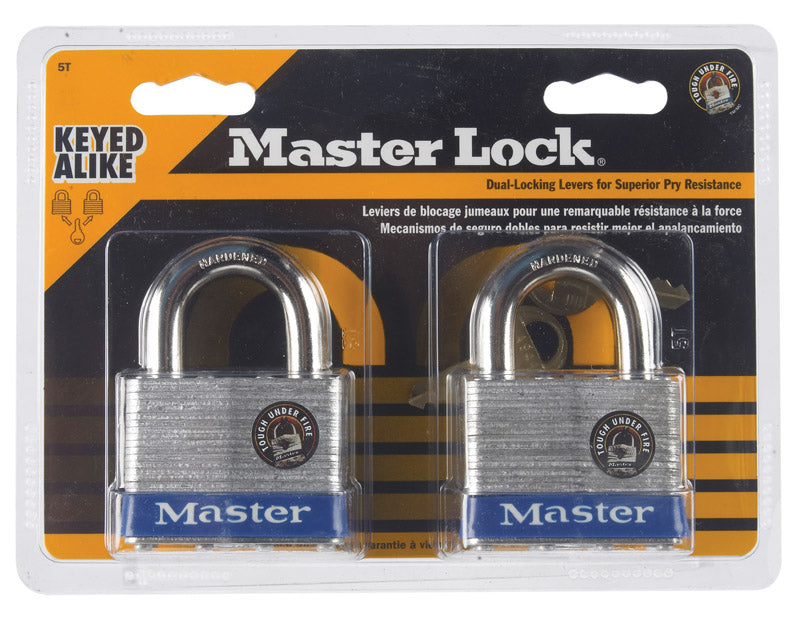 Master Lock Company Llc, Master Lock 1-1/2 in. H X 7/8 in. W X 2 in. L Acier 4-Pin Cylinder Padlock Keyed Alike