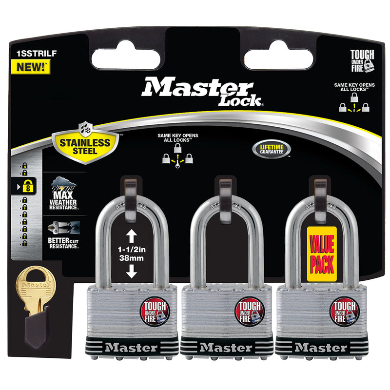 Master Lock Company Llc, Master Lock 1-3/4 in. W Laminated Steel 4-Pin Cylinder Padlock Keyed Alike