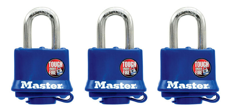 Master Lock Company Llc, Master Lock 1-5/16 in. H X 1 in. W Vinyl Covered Steel Double Locking Padlock Keyed Alike