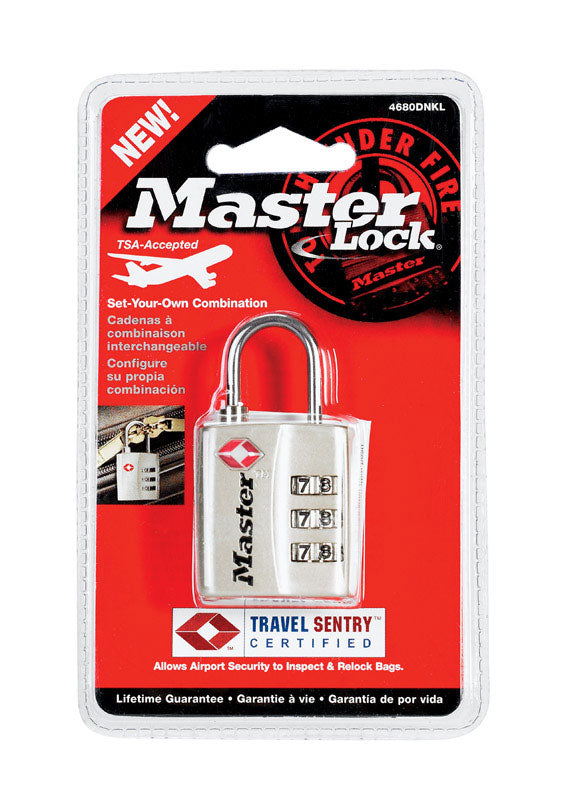 Master Lock Company Llc, Master Lock 1-5/16 in. H X 3/8 in. W X 1-3/16 in. L Metal 3-Dial Combination Luggage Lock