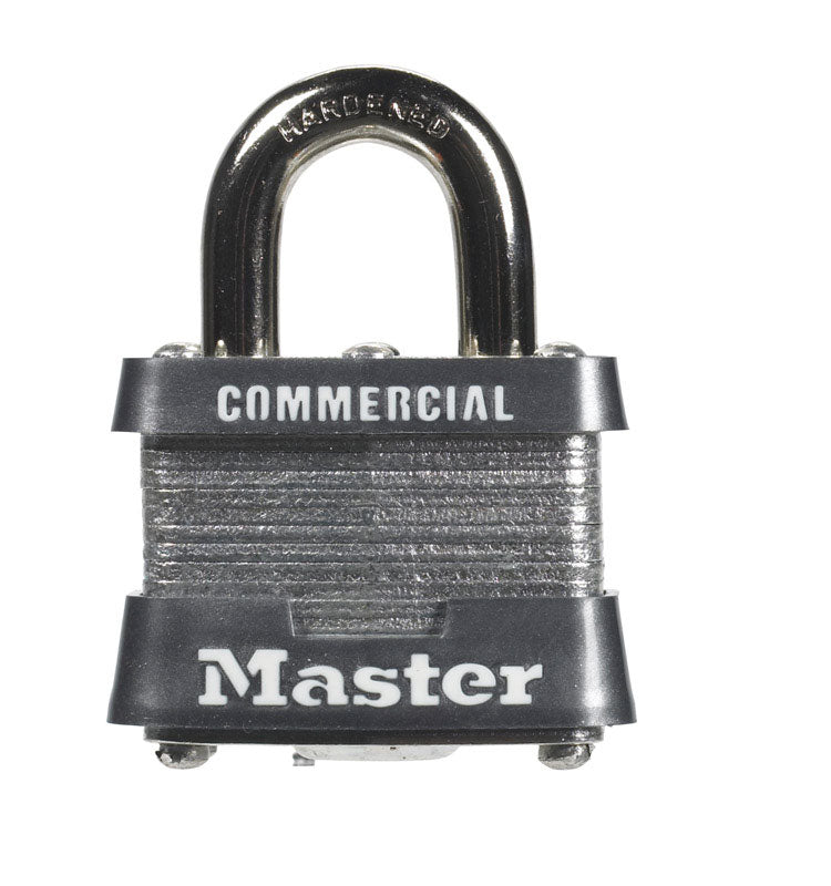 Master Lock Company Llc, Master Lock 1-5/16 in. H x 1-5/8 in. L x 1-9/16 po. Laminated Steel 4-Pin Cylinder Padlock 1 pk (Pack of 6)