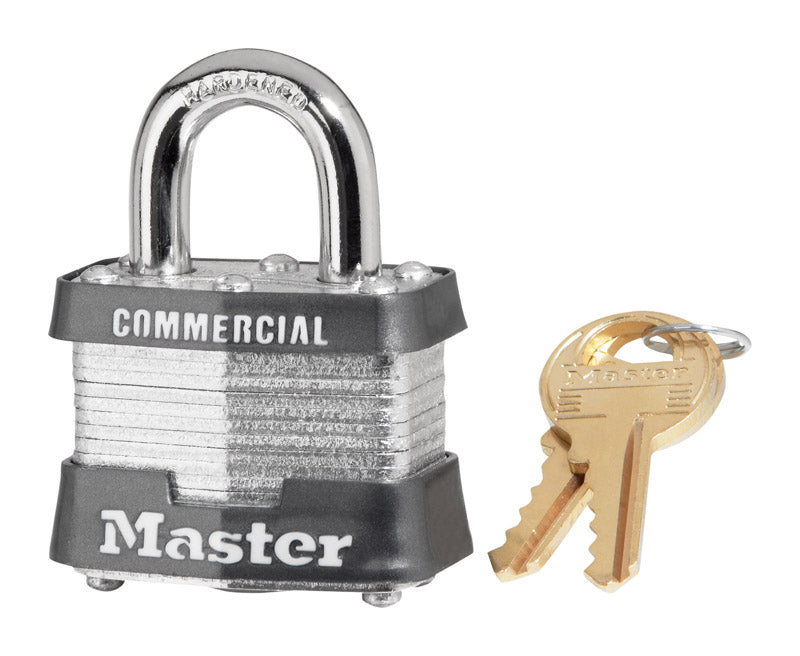 Master Lock Company Llc, Master Lock 1-5/16 in. H x 1-5/8 in. W x 1-9/16 in. Laminated Steel 4-Pin Cylinder Padlock 1 pk (Pack de 6)