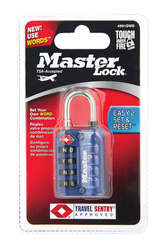 Master Lock Company Llc, Master Lock 1-5/32 in. H X 5/8 in. W X 1-3/16 in. L Serrure à bagage à combinaison à 4 cadrans en acier