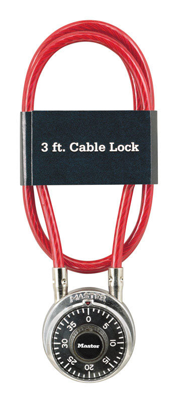 Master Lock Company Llc, Master Lock 1-7/8 in. W X 36 in. L Acier inoxydable 3-Digit Combination Cable Lock