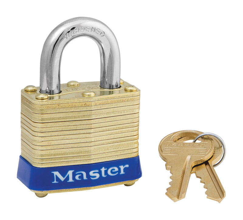 Master Lock Company Llc, Master Lock 1-9/16 in. W Laminated Brass 4-Pin Cylinder Padlock