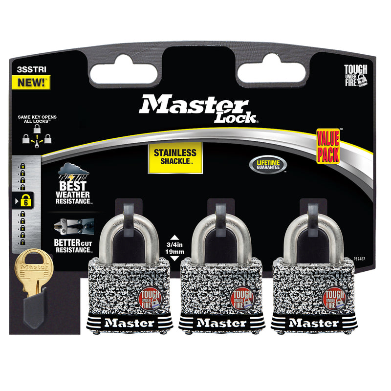 Master Lock Company Llc, Master Lock 1-9/16 in. W Laminated Steel 4-Pin Tumbler Padlock Keyed Alike