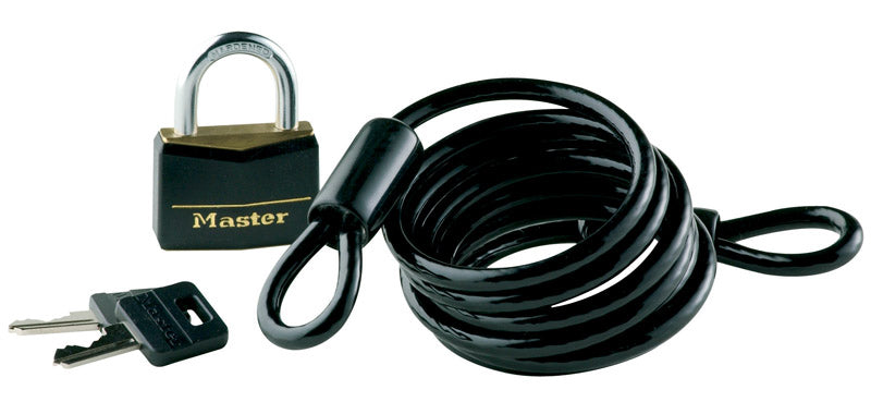 Master Lock Company Llc, Master Lock 1/4 in. W X 6 ft. L Vinyl Covered Brass Pin Tumbler Cable and Lock 1 pk