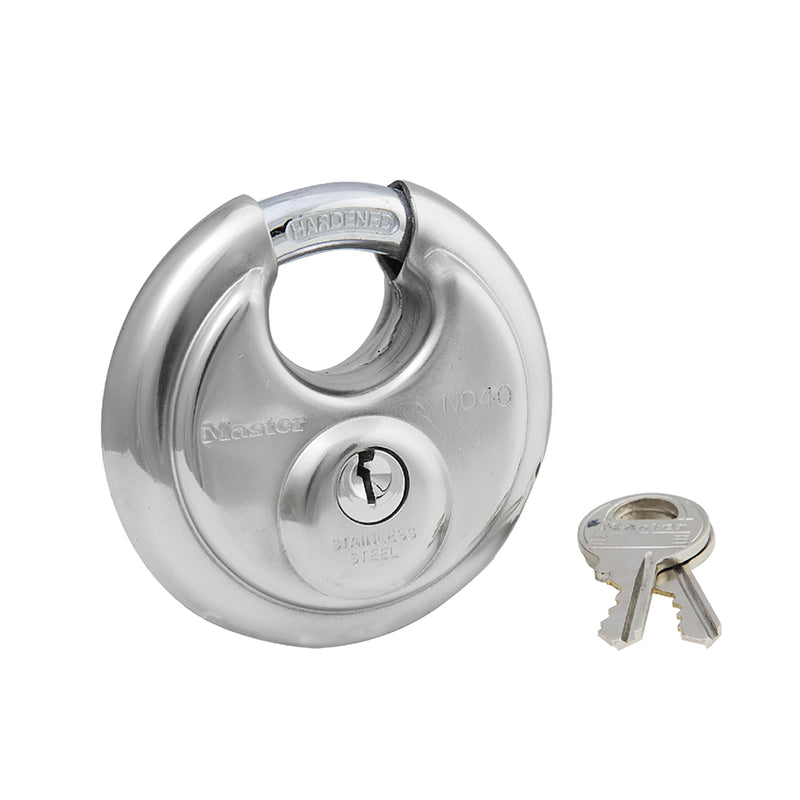 Master Lock Company Llc, Master Lock 2-3/4 in. H X 2-3/4 in. W en acier inoxydable, 4 goupilles, cadenas à disque cylindrique