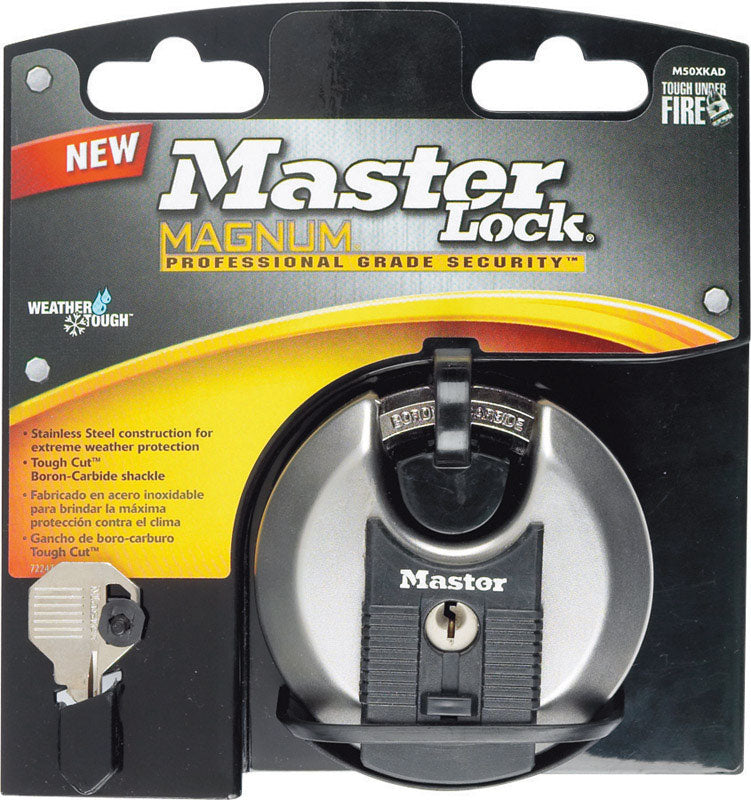 Master Lock Company Llc, Master Lock 3-3/32 in. H X 1-13/64 in. W X 3-1/8 in. L Acier Roulement à billes Disque de verrouillage Cadenas à clé