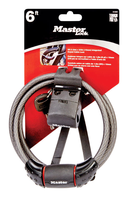 Master Lock Company Llc, Master Lock 3/8 in. W X 6 ft. L Vinyl Covered Steel Key Locking Cable 1 pk