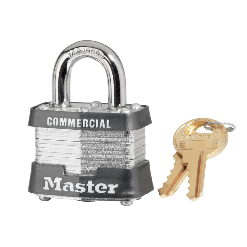Master Lock Company Llc, Master Lock 3KA 1-9/16 in. W Laminated Steel 4-Pin Cylinder Padlock Keyed Alike