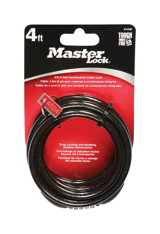 Master Lock Company Llc, Master Lock 5/16 in. W X 4 ft. L Steel 4-Dial Combination Locking Cable