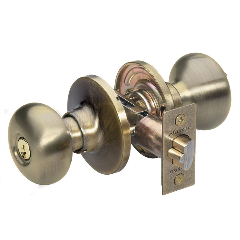 Master Lock Company Llc, Master Lock Antique Brass Entry Knobs 1-3/4 in.