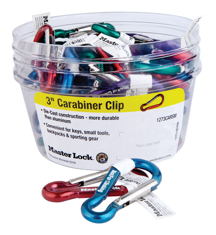 Master Lock Company Llc, Master Lock Clip mousqueton en fonte d'aluminium poli de couleur assortie 3 Lx5/16 Lx7/8 D po (paquet de 40)