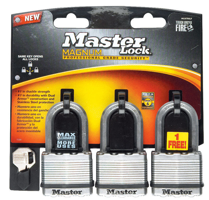 Master Lock Company Llc, Master Lock Magnum 1-7/16 in. H X 5/16 in. W X 2 in. Laminated Steel Ball Bearing Locking Padlock (Cadenas à billes en acier laminé)