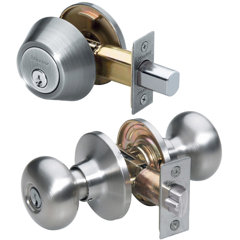 Master Lock Company Llc, Master Lock Satin Nickel Deadbolt and Entry Door Knob 1-3/4 in.