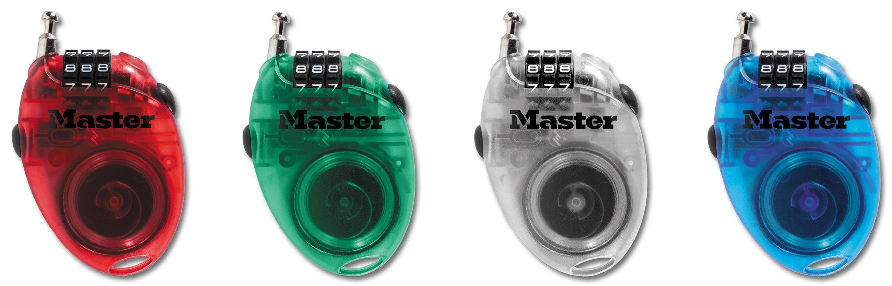 Master Lock Company Llc, Master Lock Vinyl Coated Plastic Assorted Color 3-Digit Combination Cable Lock 2-1/8 W in.