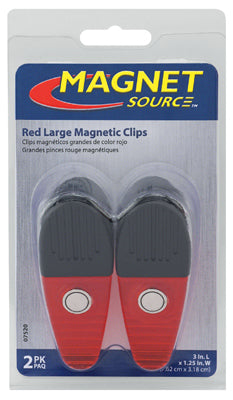 Master Magnetics, Master Magnetics 07520 3.5" X 1.25" Opaque Red Magnetic Clips 2 Count