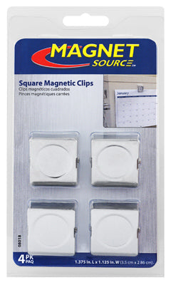 MASTER MAGNETICS INC, Master Magnetics 1.125 in. Metal Square Magnetic Clips 5 lb. pull 3.4 MGOe Silver 4 pc. (Pack de 6)