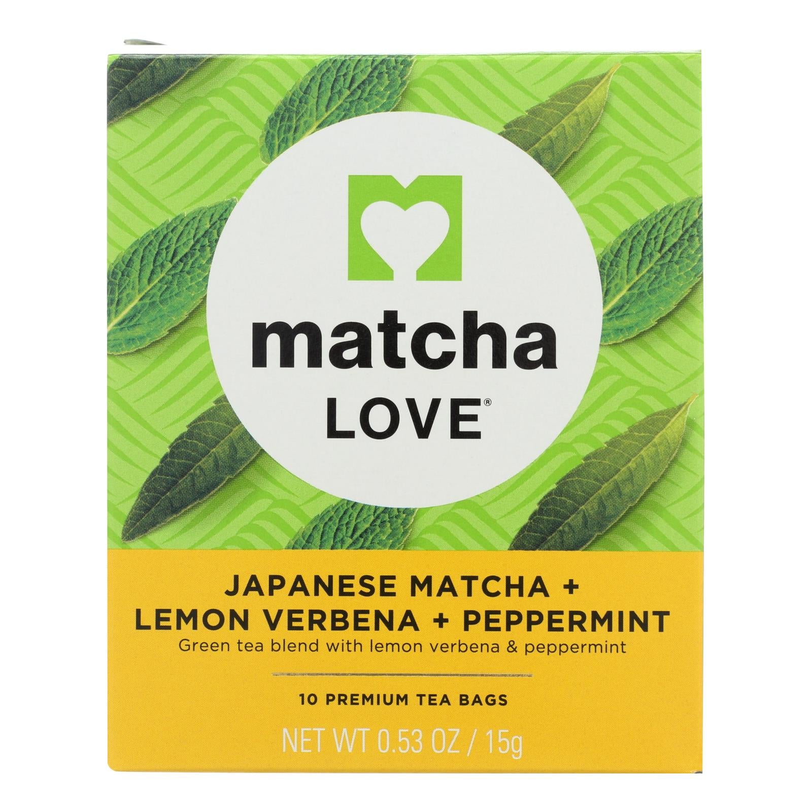 L'amour du matcha, Matcha Love Matcha japonais à la verveine citronnée et à la menthe poivrée - Carton de 6 - 10 SACS