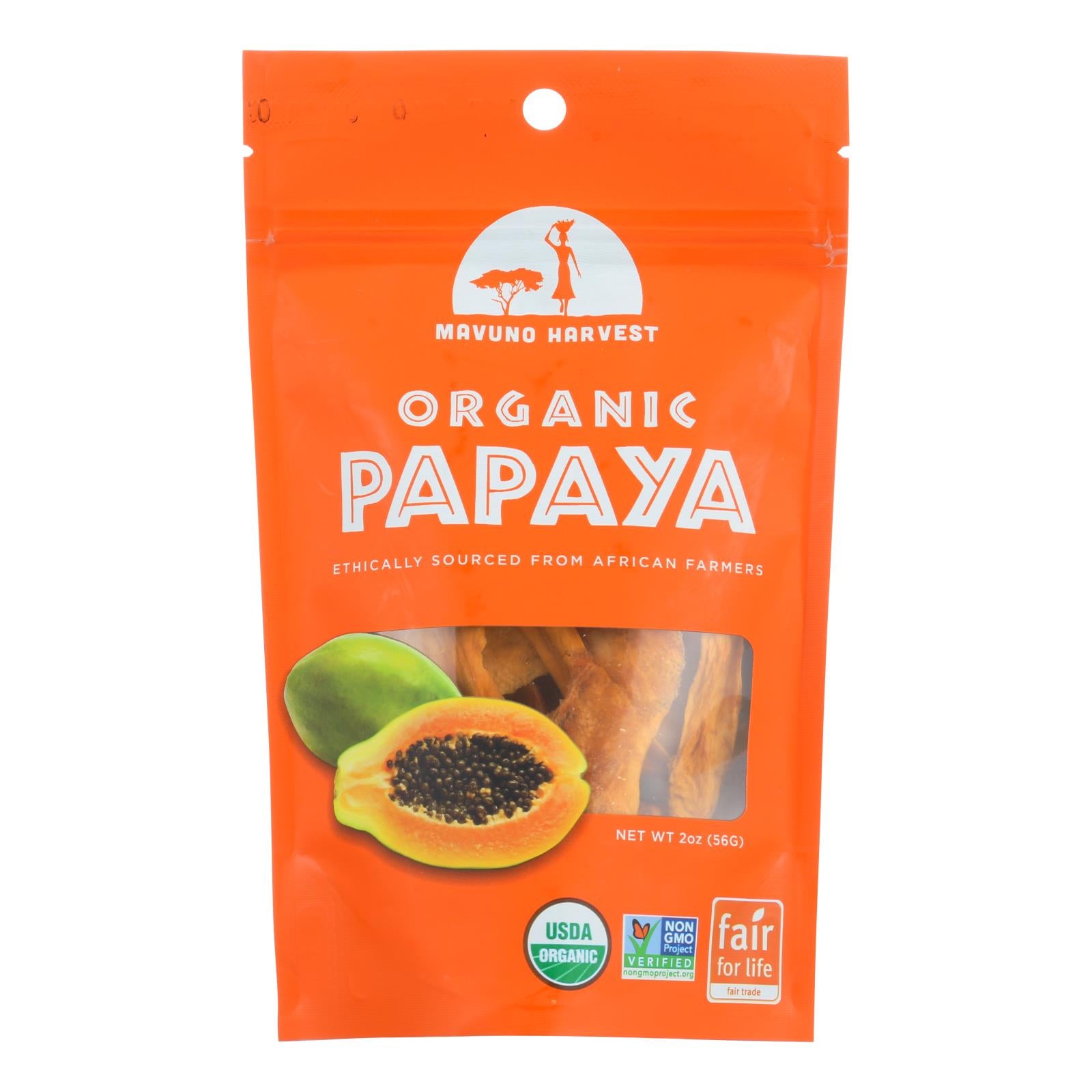 Récolte de Mavuno, Mavuno Harvest Organic Fruits secs - Papaye - Lot de 6 - 2 oz (Lot de 6)