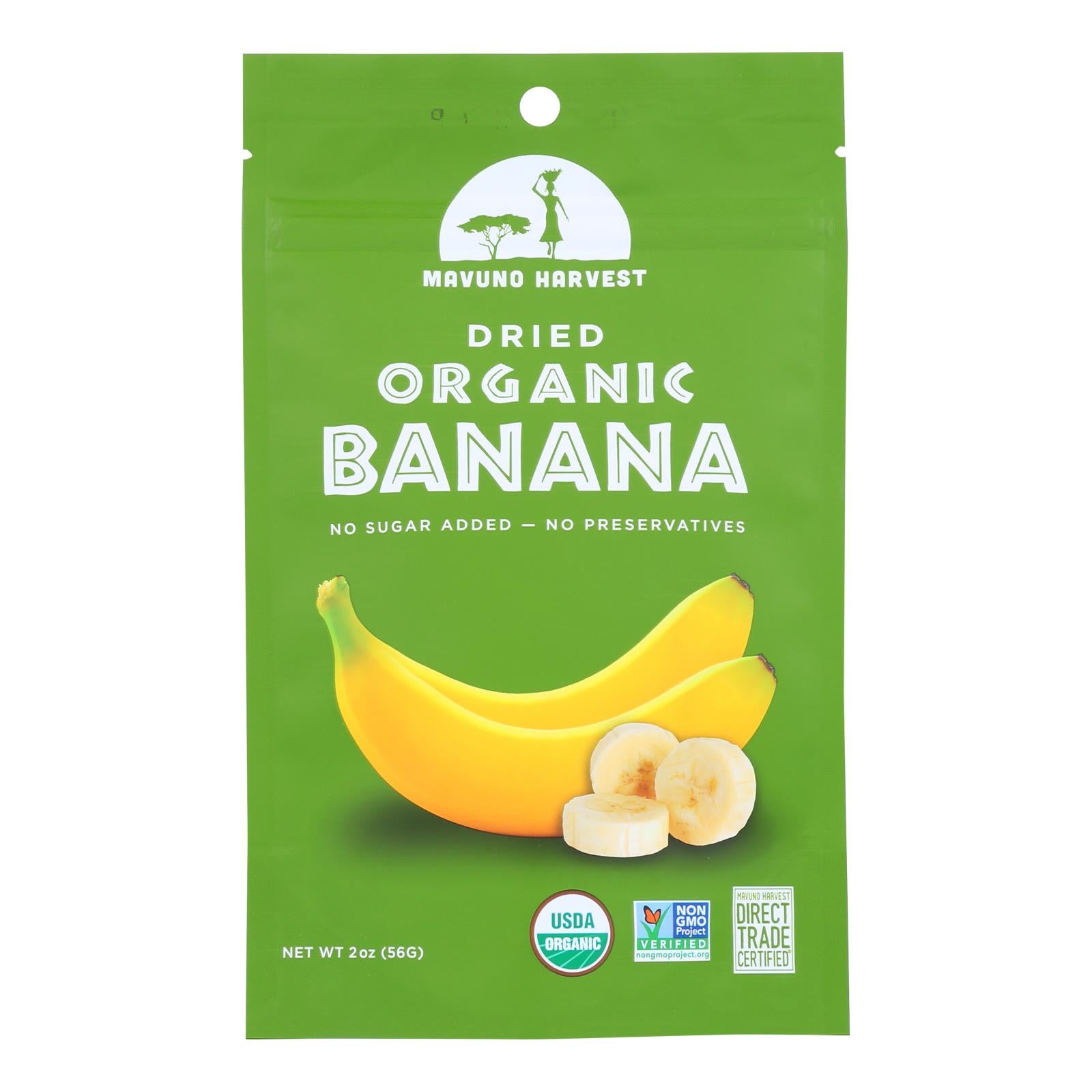 Récolte de Mavuno, Mavuno Harvest Organic Gluten - Free Dried Banana - Case of 6 - 2 oz (Pack of 6)