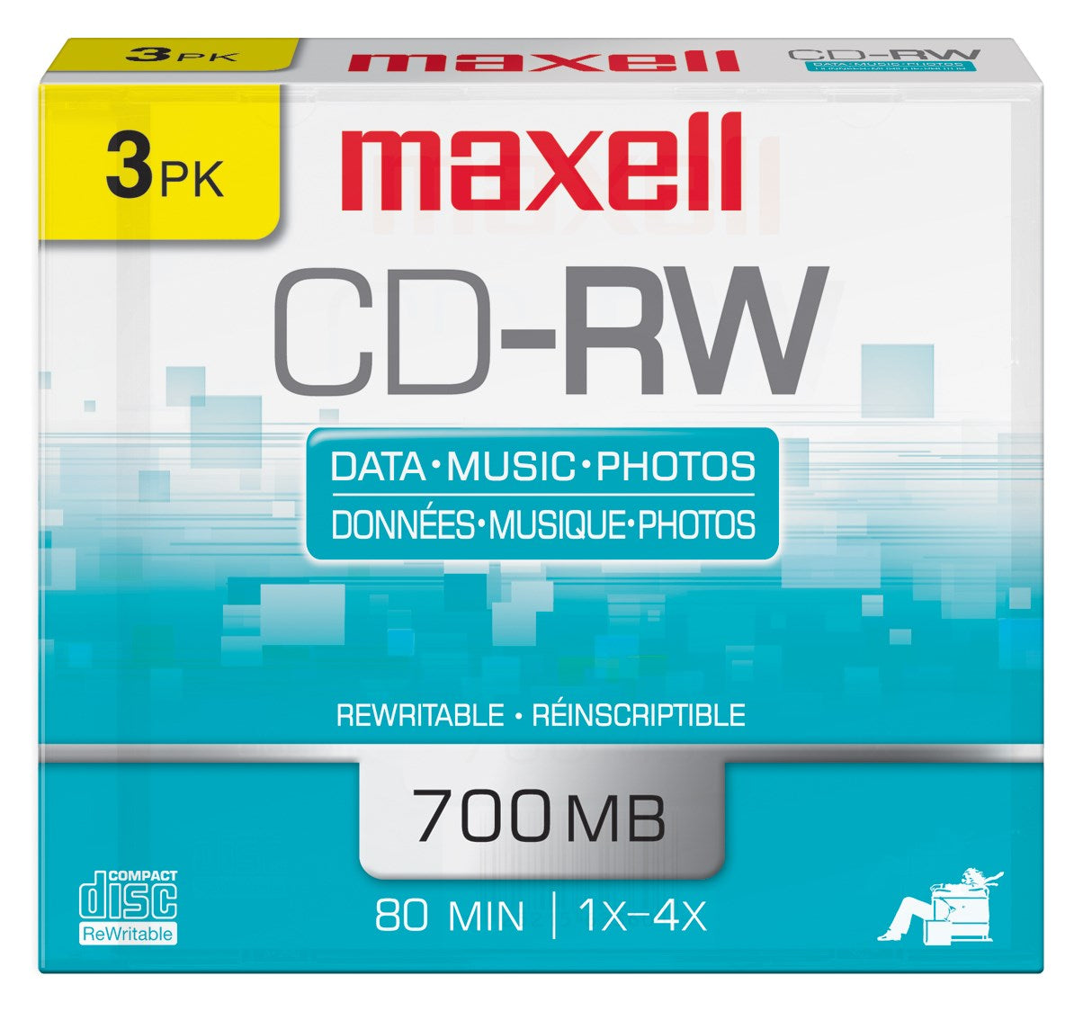 Maxell, Maxell 630030 CD-RW réinscriptible pour enregistrement audio 3 pièces