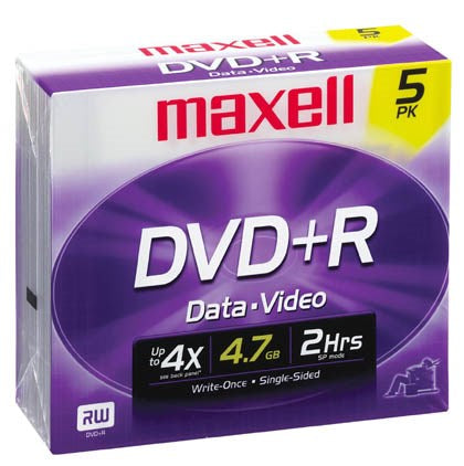 Maxell, Maxell 639002 DVD+R données et vidéo 5 pièces