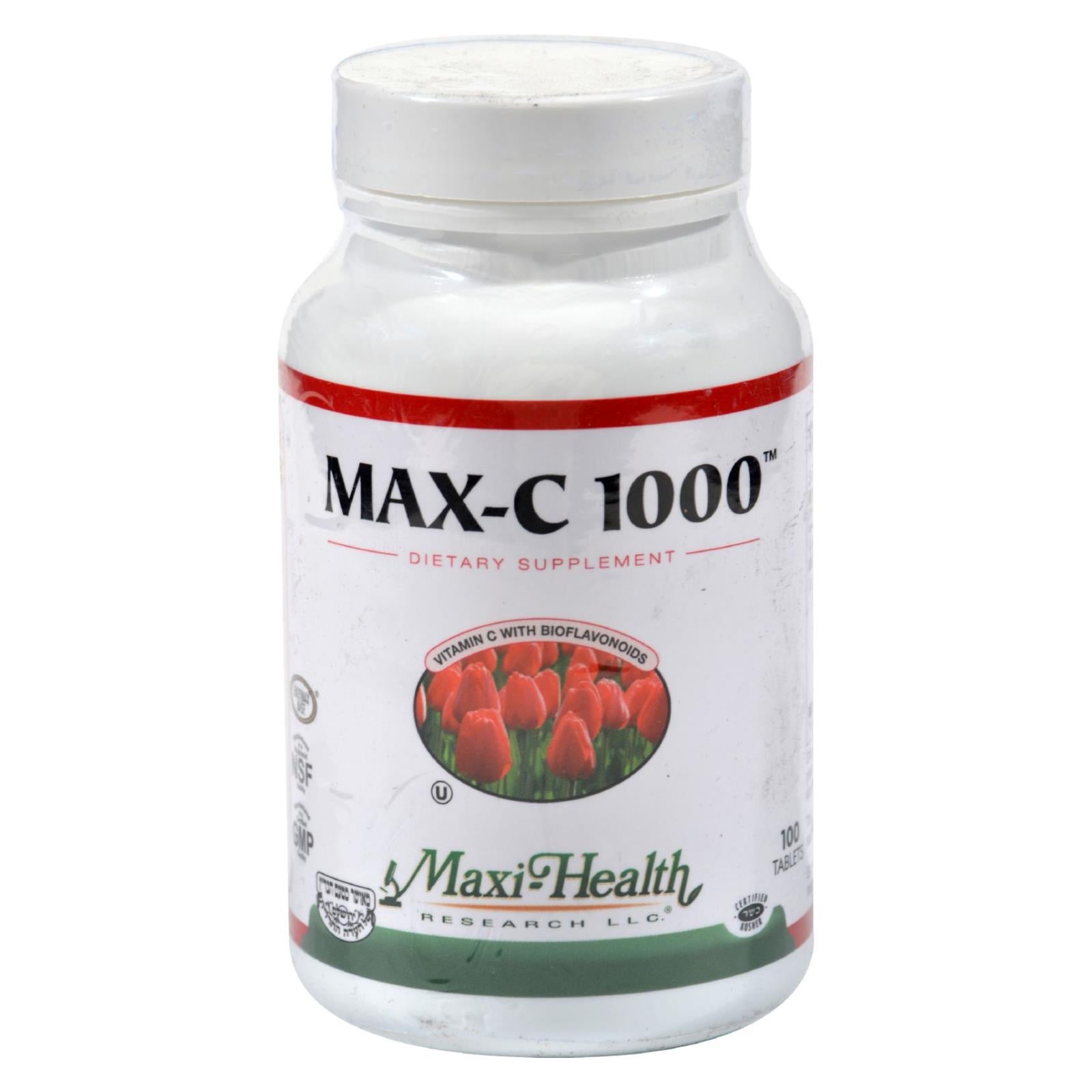 Maxi Health Kosher Vitamins, Maxi Health C-1000 avec Bioflavonoïdes - 1000 mg - 100 Comprimés