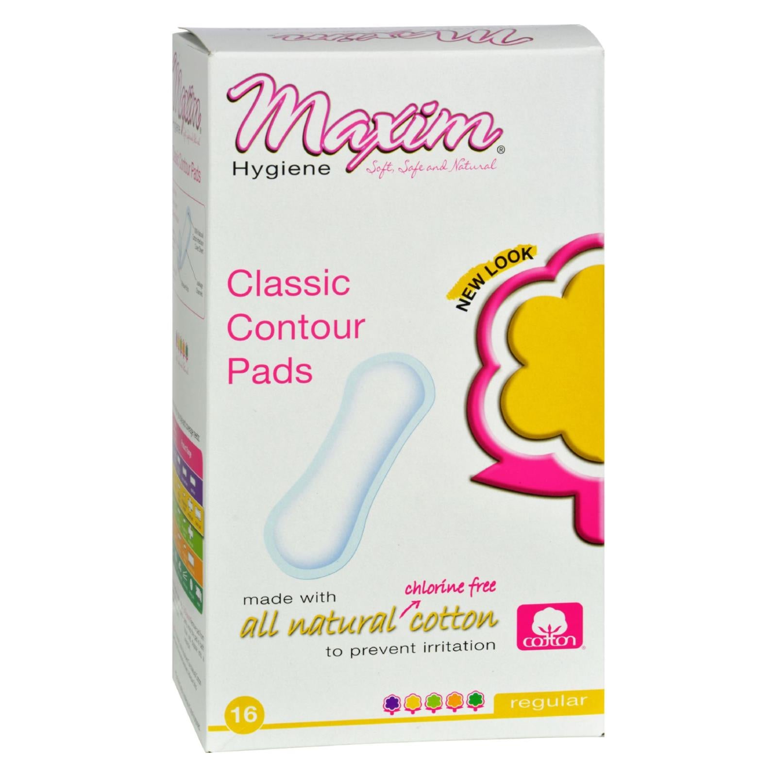 Maxim Hygiene Products, Maxim Hygiene Serviettes hygiéniques en coton naturel Classic Contour Regular - 16 serviettes