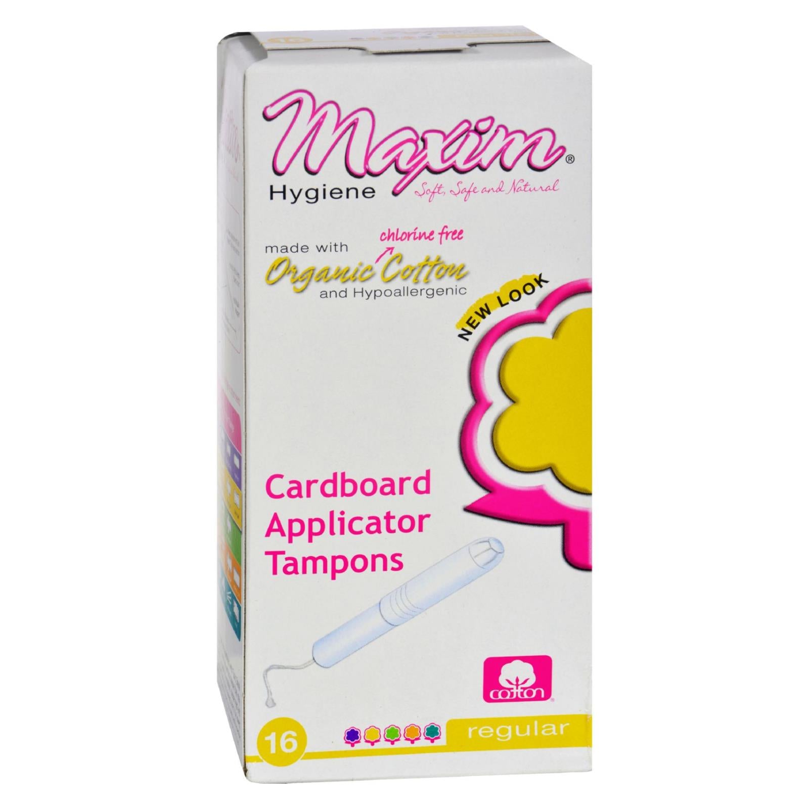 Produits d'hygiène Maxim, Maxim Hygiene - Tampons applicateurs en carton en coton biologique - 16 Tampons