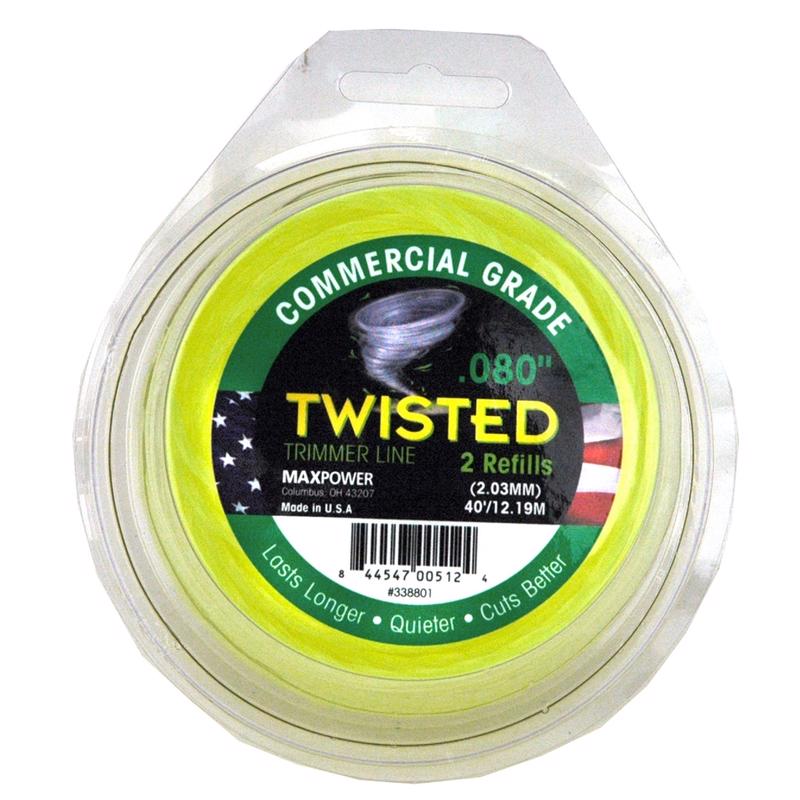 ROTARY CORP, Maxpower 338801C 0.080" X 40' Optic Yellow Twisted Trimmer Line 10 Piece Display