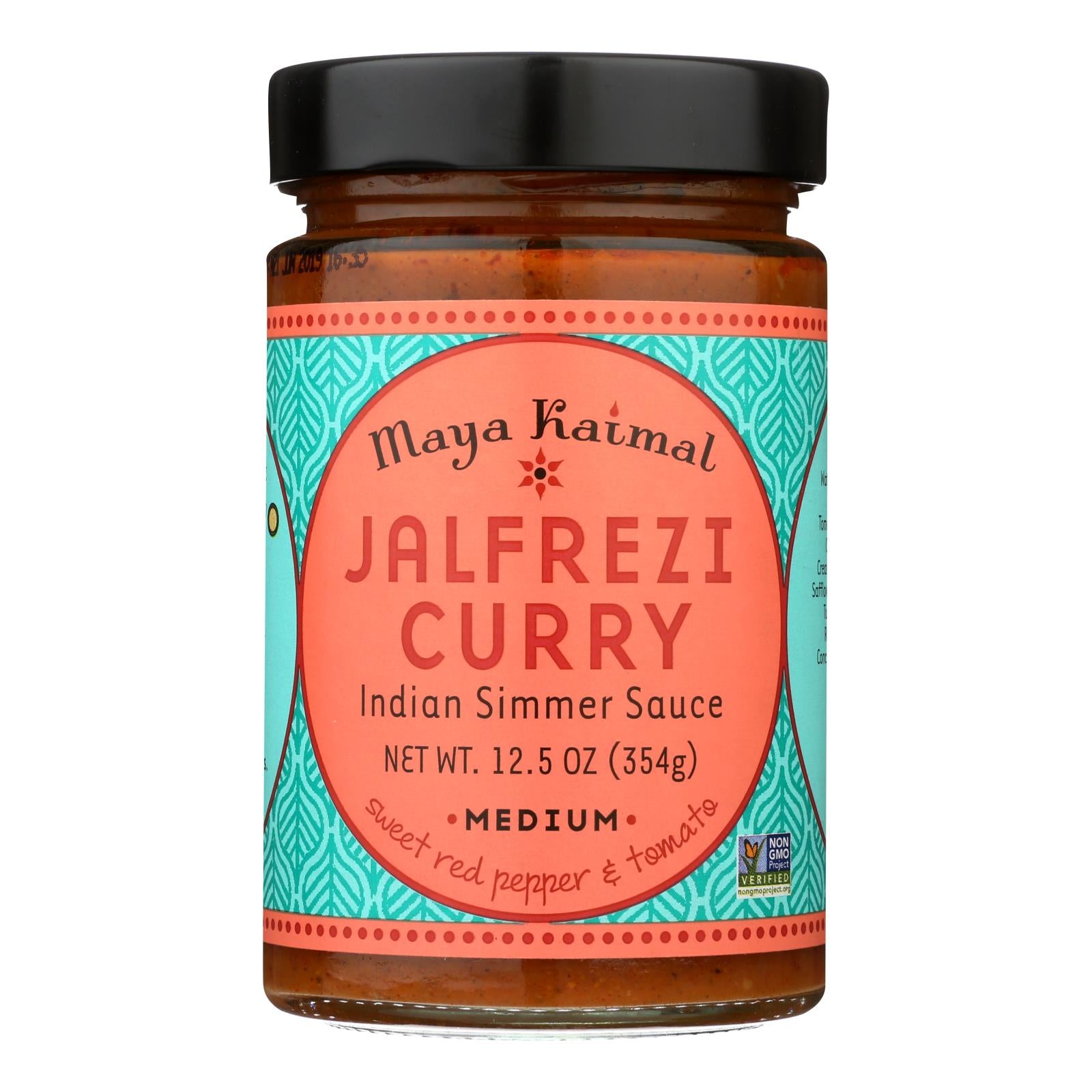 Maya Kaimal, Maya Kaimal Sauce indienne pour mijoter - Jalfrezi Curry - Carton de 6 - 12.5 oz. (Pack de 6)