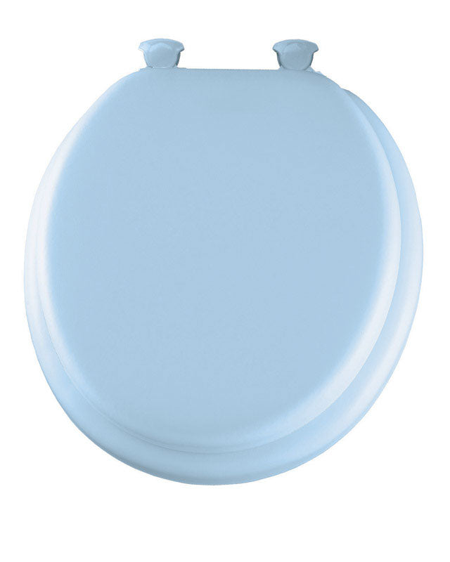 BEMIS MANUFACTURING CO, Mayfair - Siège de toilette rond en vinyle bleu avec coussin