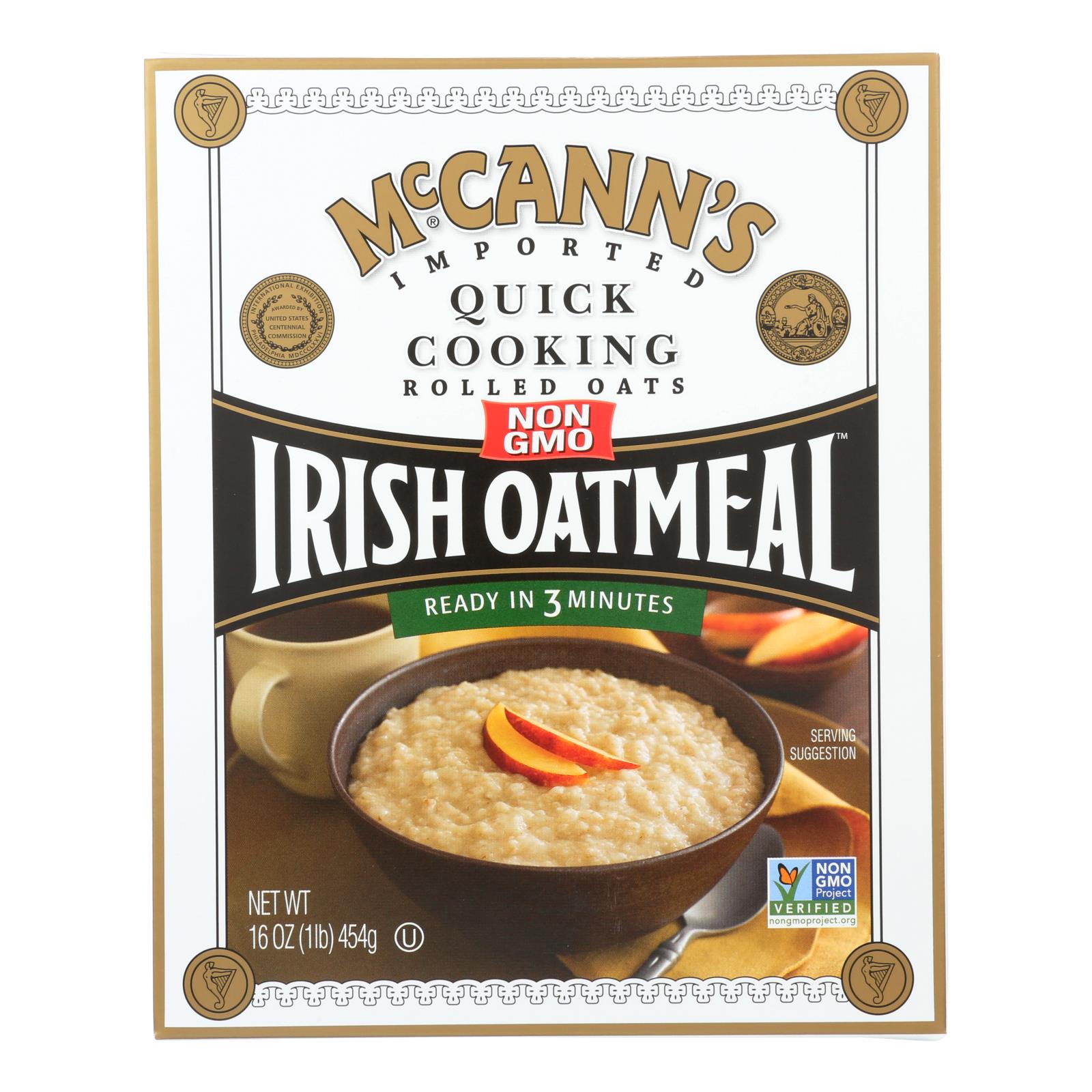 Gruau d'avoine irlandais Mccann's, McCann's Irish Oatmeal Flocons d'avoine à cuisson rapide - Caisse de 12 - 16 oz.