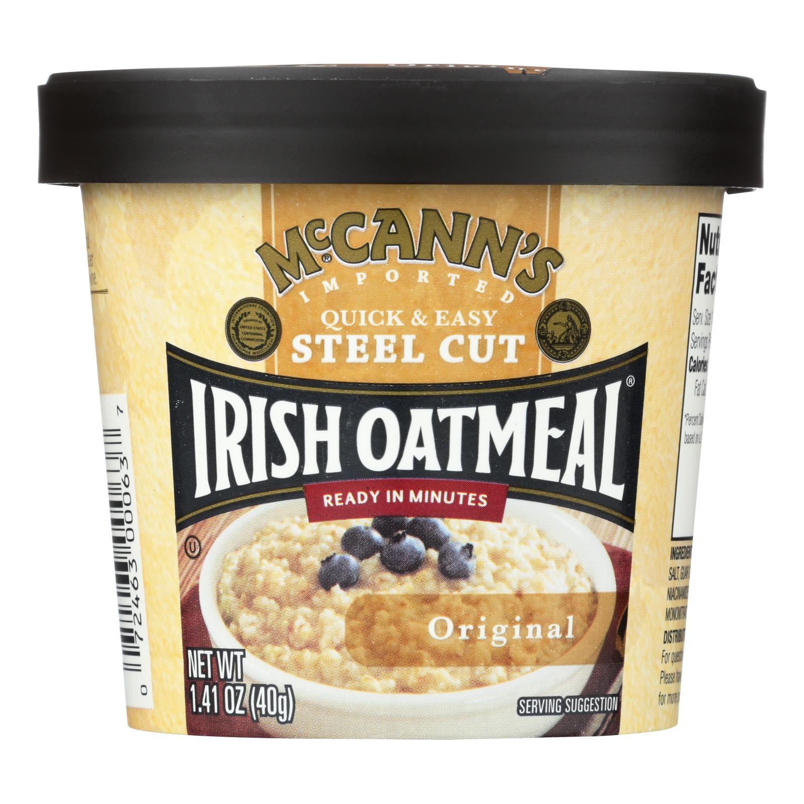 Gruau d'avoine irlandais Mccann's, Mccann's Irish Oatmeal Cup - Original - Caisse de 12 - 1.41 oz (Pack de 12)