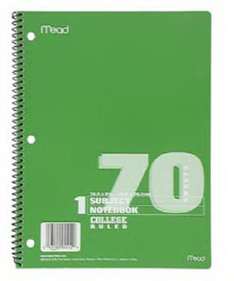 ACCO BRANDS CORPORATION, Mead 8 in. L x 10-1/2 in. L Cahier à spirales ligné Collège (paquet de 24)